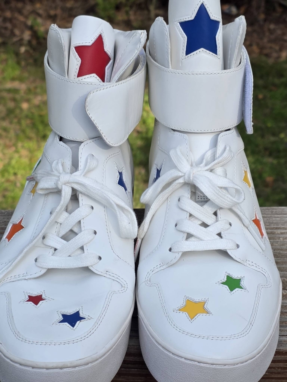 Michael Kors Trent High-Top Sneakers Star Cutout Leather White